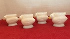 Set Of 4 French Opalex Baby Chick Egg Cups Opaline Milk Glass Vintage 2  France