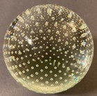 Vintage 4    Controlled Bubbles Glass Paperweight Crystal Ball  Wood Stand   Spain