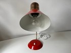 Vintage 1960s 1970s Red Metal Brass Table Desk Lamp Mid Century