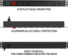 Power Strip Surge Protector Rack-mount Pdu  8 Right Angle Outlets Wide-spaced  M