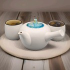 Kyusu Tea Set Side Teapot White Aqua Yellow Purple Glazed Japan 2 Cups Vtg Read