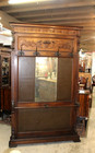 Large French Renaissance Hall Tree   Antique Walnut Coat Rack With Mirror