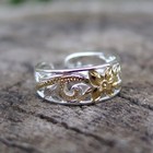 Hawaiian Sterling 925k Silver Scrolling Toe Ring 8mm Yellow Gold Plated Tr1085