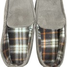 Men s Brown Moccasin Slippers Size L 9-10 Faux Suede Plaid Fleece House Shoes