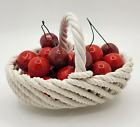 Capodimonte Basket Of Red Cherries -beautiful-vintage Italian Paste Porcelain