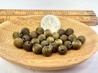 25 Vintage Antique Bronze Brass Metal Fluted Beads 9mm 1980s Jewelry Making Lot