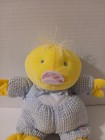 Eden Baby Yellow Duck Rattle Plush Blue Seersucker Vintage Stuffed Animal 