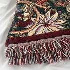 Vtg Goodwin Weavers 100  Cotton Throw Blanket Afghan 65x44    Floral Horn Grn Red