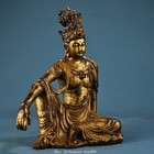 7 2 old Tibet Bronze Gilt Kwan-yin Guan Yin Boddhisattva Goddess Buddha Statue