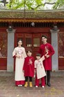 Red Vietnamese Traditional Family Ao Dai For Dad father men grandpa grandfather