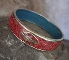 Antique Chinese Hand Carved Cinnabar Cloisonne Bangle Bracelet 