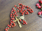 Lot Of Antique Vintage Rosaries French Small Natural Mediterranean Coral Beads