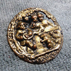 Large Antique Pierced Metal Picture Button Musician   His Dancing Bear