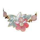 Vintage Lee Sands Gold Tone Inlayed Mop Flower   Rose Quartz Necklace Ls447