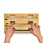 Foil And Plastic Wrap Organizer  3 In 1 Bamboo Wrap Dispenser W  Cutter