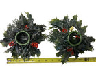 Pair Of Vintage  Christmas Candle Ring Wreath 6    Diameter Hong Kong