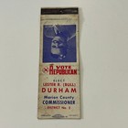 Lester R Bull Durham Marion County Commissioner Vintage Matchbook Cover Smb3-6