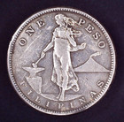 1907-s Philippines  United States Peso Silver Coin  Standing Liberty Filipinas