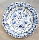 Hand Painted Turkish Iznik Ceramic Plate Halic Design Swirl Floral Large    Signed