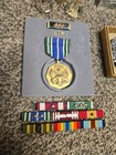 Grandpa   s Junk Drawer Lot Of Vintage Collectibles Cards Dice Army Medals Tapes