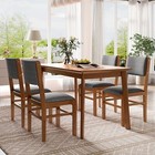 5-piece Modern Rectangle Wooden Kitchen Dining Table Set With Upholstered Chairs