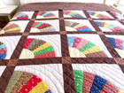 Large Grandmother s Fan Vintage Quilt 84 X 97 Handmade Hand Quilted 1980 s Vgc