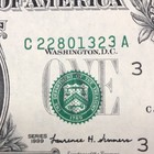 1999  1 Frn Federal Reserve Note    print Shift Error    Misaligned 