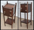 Antique Walnut Night Smoking Stand Humidor Bedside Table W Compartment   Shelf