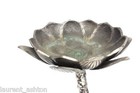 Asian Silver Patina Bronze Sculpture Lotus Flowers Chinese Qing Japanese Meiji  