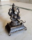 Vintage Brass Lord Ganesha Statue Old Hand Carved Hindu Religion Sculpture