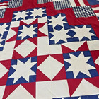 Handmade Patriot Stars Cotton Patchwork Quilt Top topper 86x86