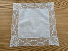 Vintage Flowers White Net Lace Linen Hanky Handkerchief Hankie 11 