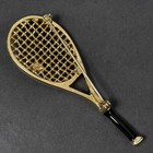 Vintage Tennis Racquet Gold Tone Womens Brooch Enamel Faux Pearl Pin Us Open