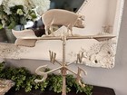 Fancy Vintage Gilt Cast Metal Pig Weather Vane Adjustable Mount Farmhouse Decor