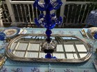 Antique European Silver Plate Raised Oval Mirror Plateau     40 Inches