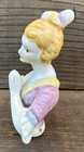 Vintage Porcelain German Half Doll Victorian Lady Pin Cushion - Arms Away