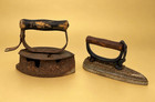 Antique Cast Iron Sad Iron Lot Sensible No 5   Unmarked Charcoal Box Iron