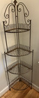 Antique Iron Corner Etagere Plant Stand Rusted Metal Finish 62  Height 