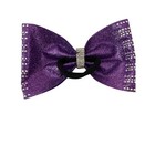 New Large Purple Glitter Cheer Bow Rhinestone Tailless Competition Hair Bow