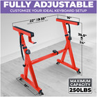 Red Z-style Piano Keyboard Stand W  Wheels - Adjustable For 54-88 Key Pianos