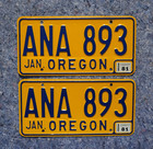 1981 Oregon License Plate Plates Pair   Set   Ana 893