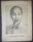 Ho Chi Minh - Silk Tapestry - 1969 Chairman -  Vietnam War - Vc Portrait - Rare