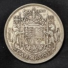 1937 Canada Fifty Cents George Vi Silver Half Dollar Coin 50 Cent B13