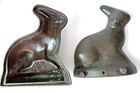 Vintage Cast Iron Bunny Rabbit Two Piece Cake Mold - Rare