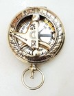 Nautical Brass Push Button Antique Maritime Rose London Sundial Pocket Compass