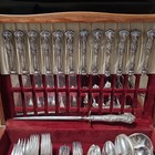 1847 Rogers Bros 110 Pc Silverplate Flatware Set  Grape Victorian  Storage Box