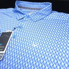 Callaway Golf Polo Shirt -xl Blue White Diamodn Shint Lisle Stretch Performance