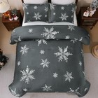  3 Piece Christmas Comforter Set Double-sided Crystal Velvet Queen Grey