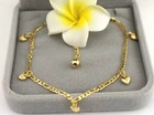 Gold Tone Heart Pendant Anklet  - Barefoot Ankle Jewelry - Summer Fashion 