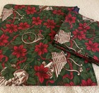 8 Vintage Christmas Cotton Napkins Charter Club Poinsettia Musical Instruments